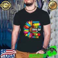Happy 100th Day Of Seventh Grade 100 Days Smarter Sunflower Book T-Shirt Guys V Neck
