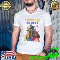 I Crushed 100 Days Of School Dirt Bike For Boys Watercolor T-Shirt Guys V Neck