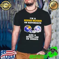 I’m A Michigan Wolverine on Saturdays and a Detroit Lions on Sundays helmet s Guys V Neck
