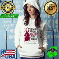 In This Family Nobody Fights Alone Burgundy Ribbon Williams Syndrome Awareness T-Shirt Hoodie