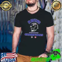 Baltimore Ravens AFC Championship Season 2023 2024 NFL Super Bowl LVII Merchandise Helmet Winners Shirt Guys V Neck