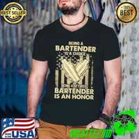 Best being a retired Bartender is an honor american flag s Guys V Neck