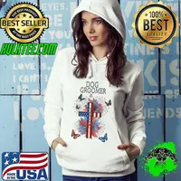 Best dog Groomer faith butterfies cross american flag firewords s Hoodie