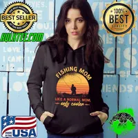 Fishing Mom Like A Normal Mom Only Cooler Girls Love To Fish Vintage Sunset T-Shirt