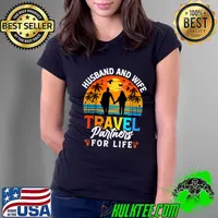 Husband And Wife Travel Partners For Life Beach Traveling Sunset T-Shirt Ladies Tee