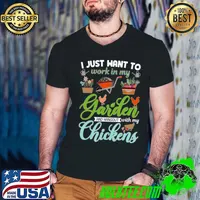 I Just Want To Work In My Garden And Chickens Gardener Gardening T-Shirt Guys V Neck