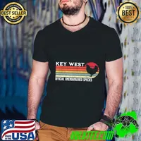 Key West Florida Official Unendangered Species Chicken Vintage Sunset T-Shirt Guys V Neck