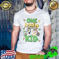 Nice bluey One Lucky Kid St Patricks Day s Guys V Neck