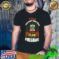 5 Things you don't mess with family faith friends Flag Firearms T-Shirt Guys V Neck
