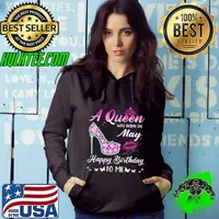 A Queen was born in May Happy Birthday Diamond High heel T-Shirt