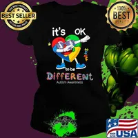 Autism Awareness heart Dabbing It's Ok To Be Different T-Shirt