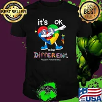 Autism Awareness heart Dabbing It's Ok To Be Different T-Shirt Unisex