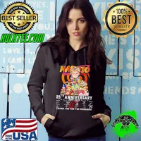 Awesome naruto 25th Anniversary 1999-2024 Thank You For The Memories Signatures s Hoodie