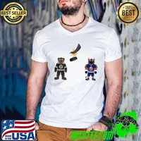 Boston Bruins VS New York Islanders NHL 2024 mascot cartoon hockey s Guys V Neck