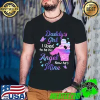 Funny daddy's Girl I Used To Be His Angel Now He's Mine gift for Daughter T-Shirt Guys V Neck