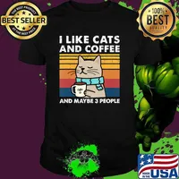 I Like Cats And Coffee And Maybe People Vintage Love Cats T-Shirt