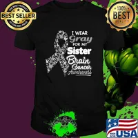 I wear Gray for my Sister Brain Cancer Awareness Butterflies T-Shirt Unisex