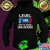 Level 100 Days Of School Unlocked Video Game Gaming Gamer T-Shirt Hoodie