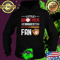 Little Brother Biggest Fan Baseball Family Stars T-Shirt Hoodie