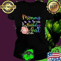 Mommy of The Birthday Girl Mothers Flower Butterflies Party Day T-Shirt Ladies tee