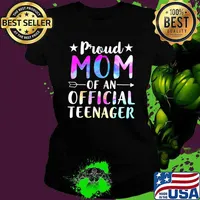 Proud Mom Of An Teenager 13th Birthday Watercolor T-Shirt Ladies tee