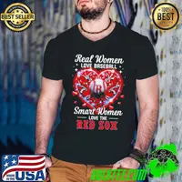 Real Women Love Baseball Smart Women Love The Boston Red Sox Diamond Heart Shirt Guys V Neck
