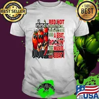 Red Hot Style Rockin the Beat The Music Can't Be Beat Groovy Veggie Band T-Shirt