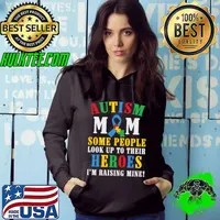 Ribbon Puzzle Autism Awareness Some People Look Up To Their Heroes T-Shirt Hoodie