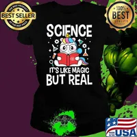 Science It's Like Magic But Real Unicorn Read Book T-Shirt Ladies tee