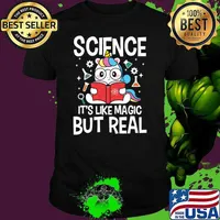 Science It's Like Magic But Real Unicorn Read Book T-Shirt