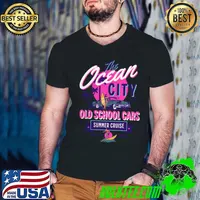 The Ocean City Old School Cars Summer Cruise Catch Wave Car T-Shirt Guys V Neck