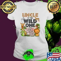 Uncle Of The Wild One Birthday 1st Safari Jungle Family T-Shirt Ladies tee
