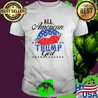 All American Trump Girl Lip Usa Flag Election 2024 T-Shirt