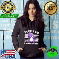 Dabbing Dinosaur Purple Up For Military Kids Military Child American Flag T-Shirt Hoodie