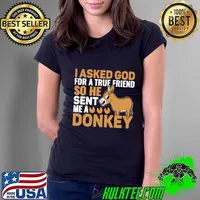 I Asked God For A True Friend So He Sent Me A Donkey T-Shirt Ladies Tee