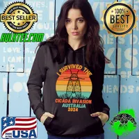 I survived the cicada invasion 2024 Iowa sunset retro T-Shirt Hoodie
