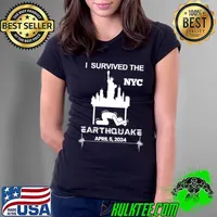 I Survived the NYC Earthquake April 5 2024 New York City Skyline USA Memorabilia T-Shirt Ladies Tee