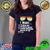 I want to break free ride my bicycle make supersonic man out of sunglasses retro T-Shirt Ladies Tee