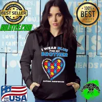 I Wear Blue For My Brother Autism Awareness Family Kids Heart T-Shirt Hoodie