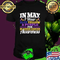 In May I Wear Blue Yellow Purple For Bladder Cancer Awarenes T-Shirt