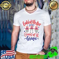 Land Of The Free And Gnome Of The Brave 4th Of July US T-Shirt Guys V Neck
