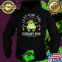 Leap Year Girl Cute Frog Leap Day Birthday Women Girls Shirt Hoodie