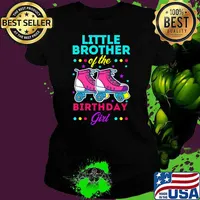 Little Brother of the Birthday Girl Roller Skates Bday Theme T-Shirt Ladies tee