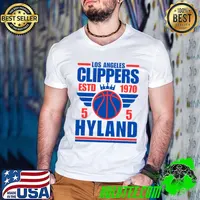 Los Angeles Clippers Est 1970 Hyland 5 Basketball Retro T-Shirt Guys V Neck