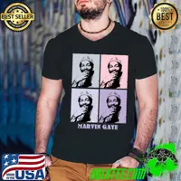 Marvin Gaye 80s Pop Art American singer songwriter and musician T-Shirt Guys V Neck