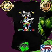 Proud Aunt of warrior Autism Awareness Heartbeat Ribbon Dabbing T-Shirt