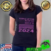 Purple Up For Military Kids Military Child Month Usa Flag T-Shirt Ladies Tee