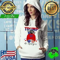 Trump Girl No Apologies Patriotic American Messy Bun Sunglasses Usa Flag T-Shirt Hoodie