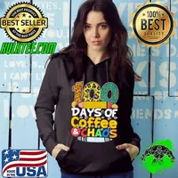 100 Days Of School Coffee Lover 100Th Day Of School Teacher Leopard T-Shirt Hoodie