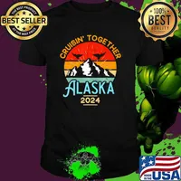 Alaska Cruise 2024 Family Friends Group Travel Vintage Sunset T-Shirt Unisex